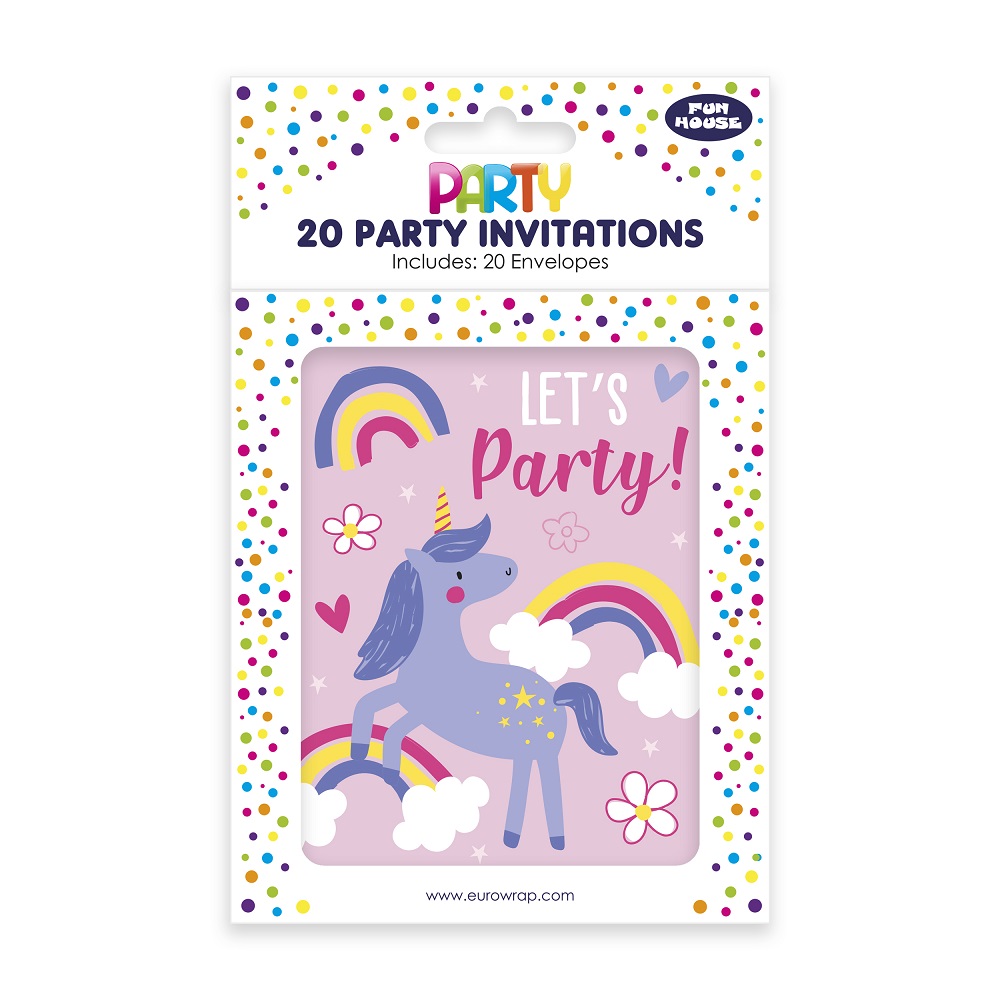 PARTY INVITES 20 UNICORN (33886-UPC)